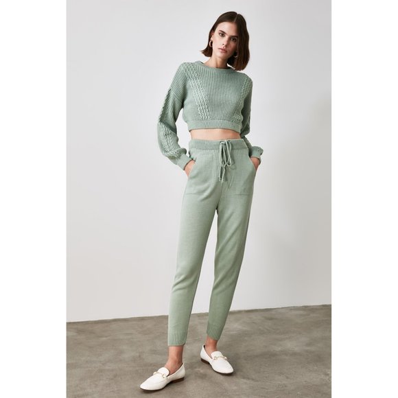 Trendyol Sweaters - NWT Knitted Mint Cardigan Tank Joggers Set